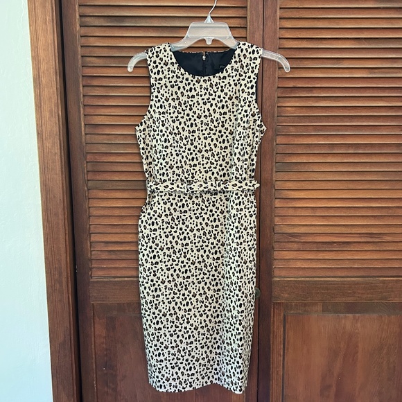 J. Crew NWT Petite Sleeveless Leopard Print Belted Sheath Size 0P - Picture 4 of 5